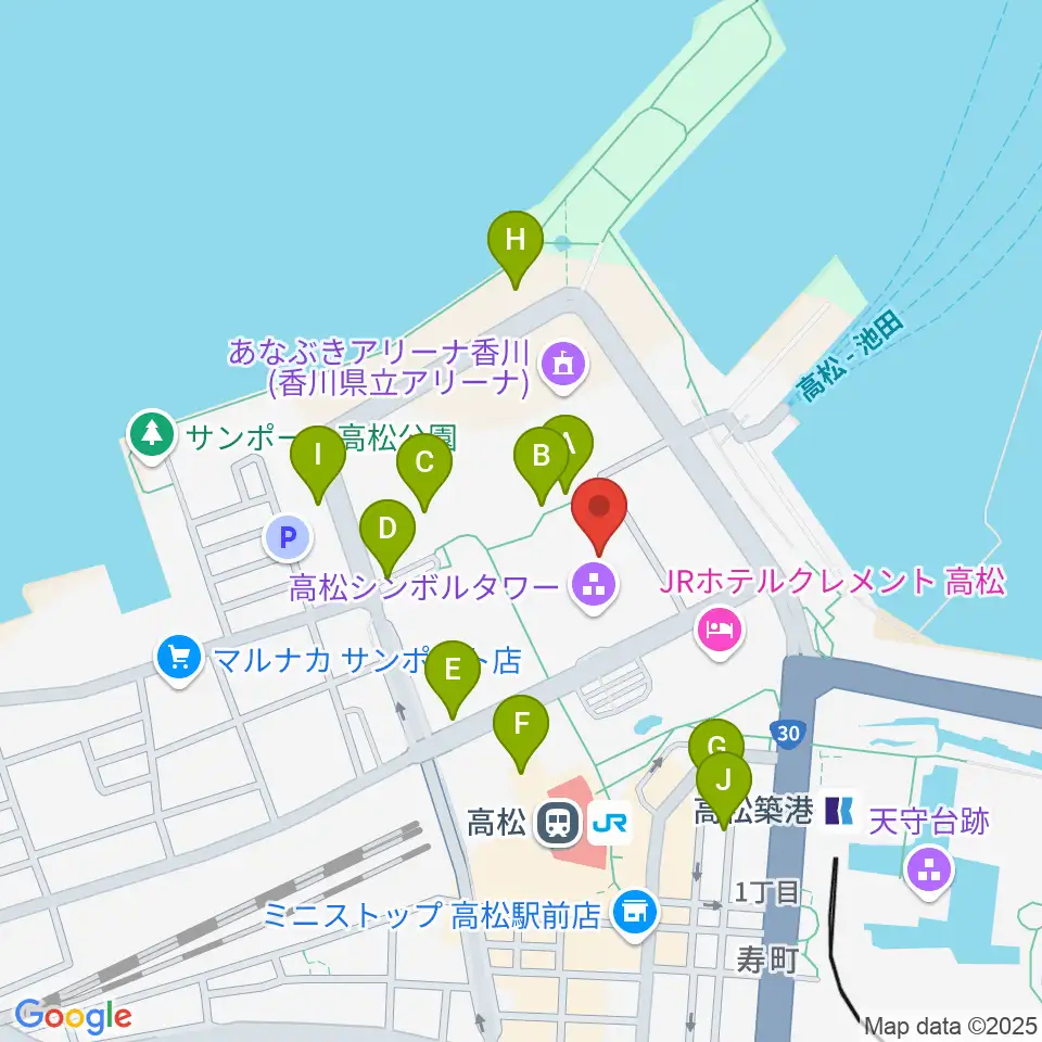 サンポートホール高松周辺の駐車場・コインパーキング一覧地図