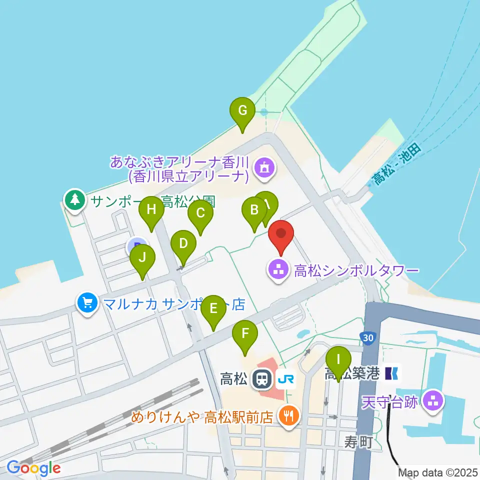 サンポートホール高松周辺の駐車場・コインパーキング一覧地図