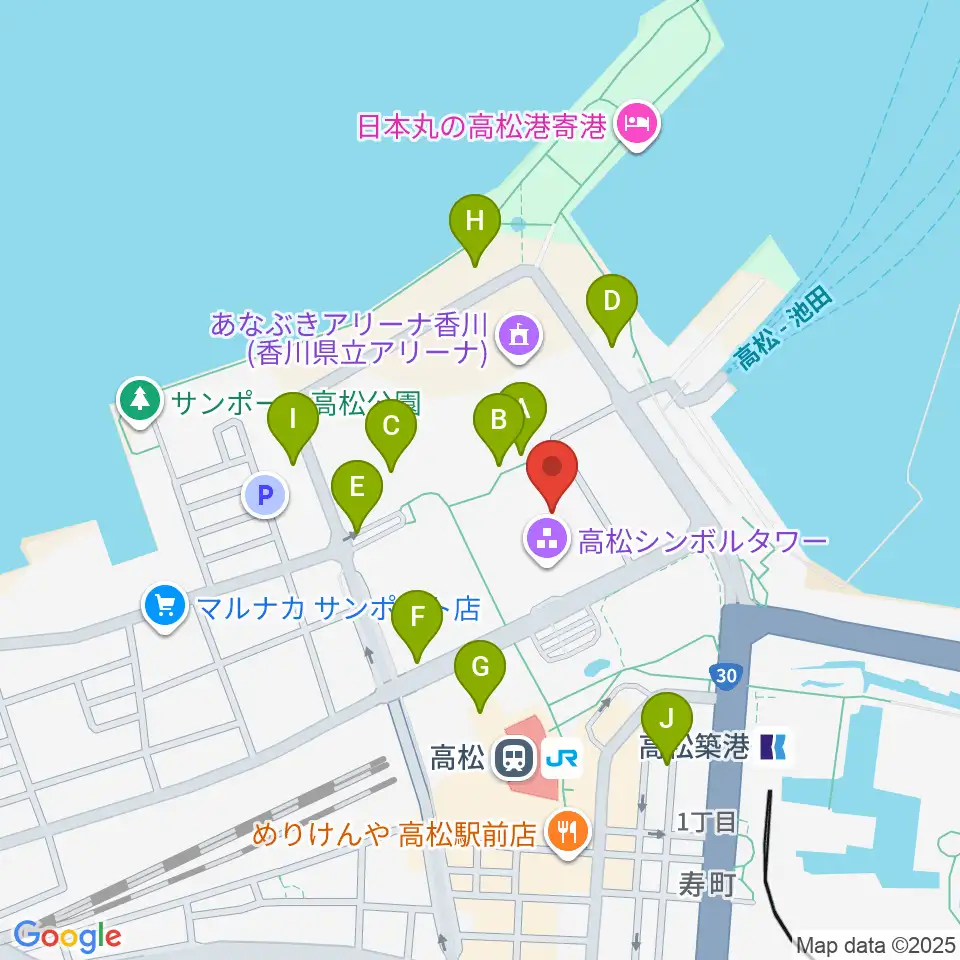 サンポートホール高松周辺の駐車場・コインパーキング一覧地図