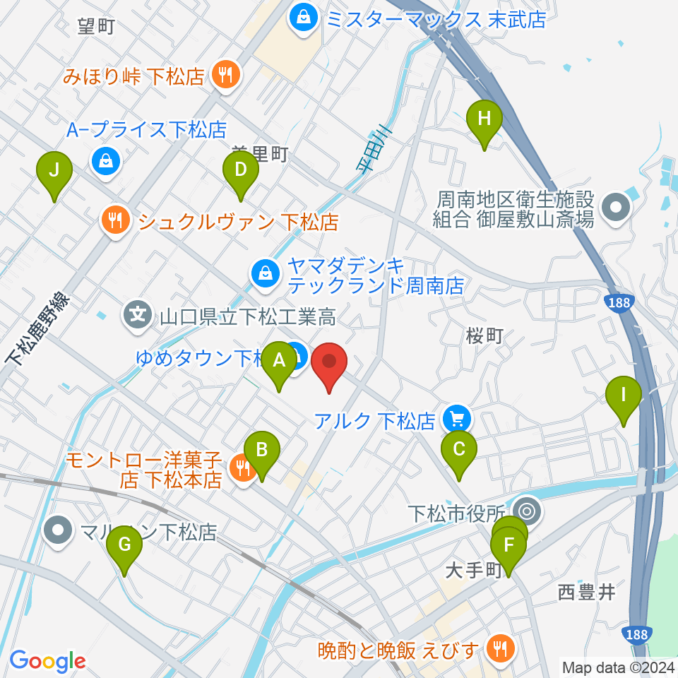 スターピアくだまつ 下松市文化会館周辺の駐車場・コインパーキング一覧地図