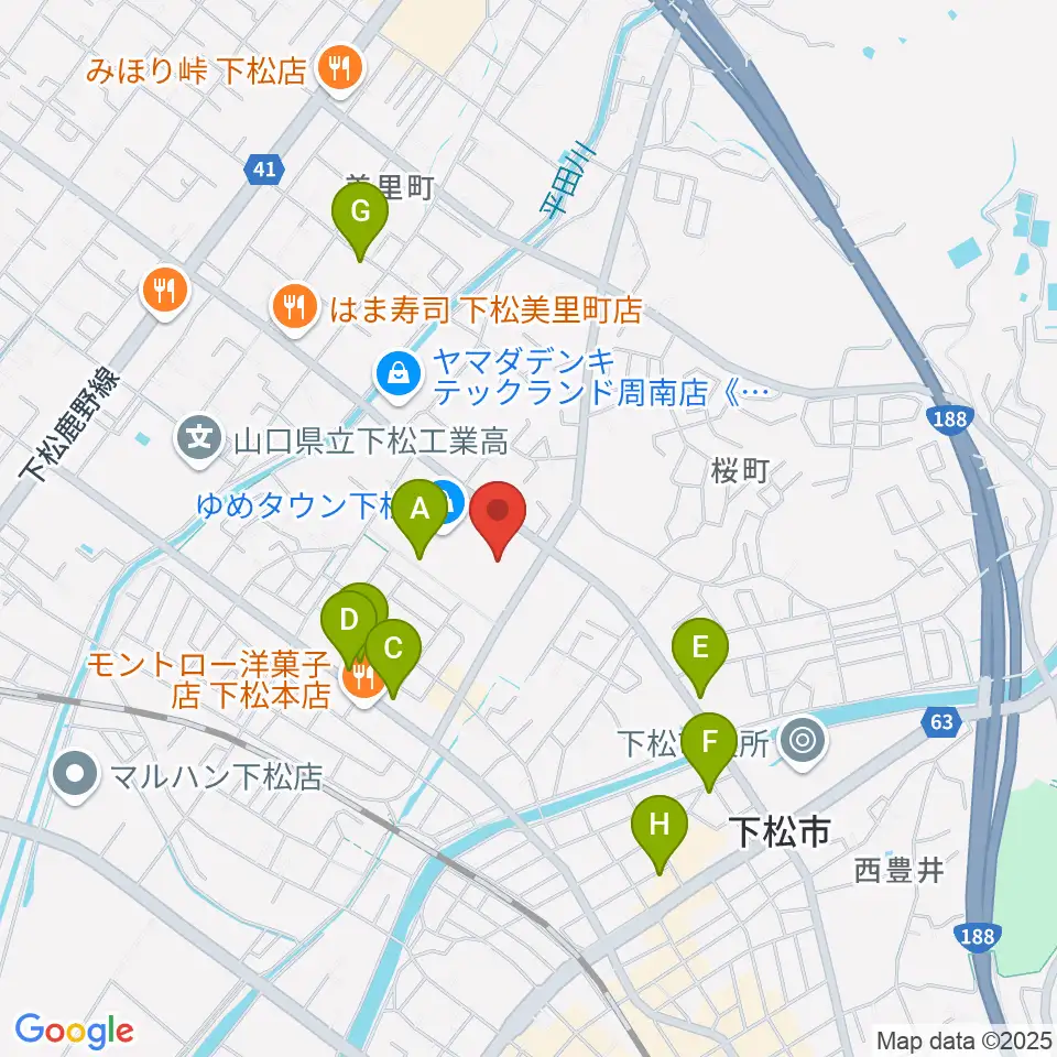 スターピアくだまつ 下松市文化会館周辺の駐車場・コインパーキング一覧地図