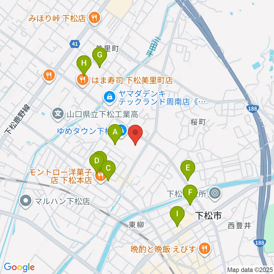 スターピアくだまつ 下松市文化会館周辺の駐車場・コインパーキング一覧地図