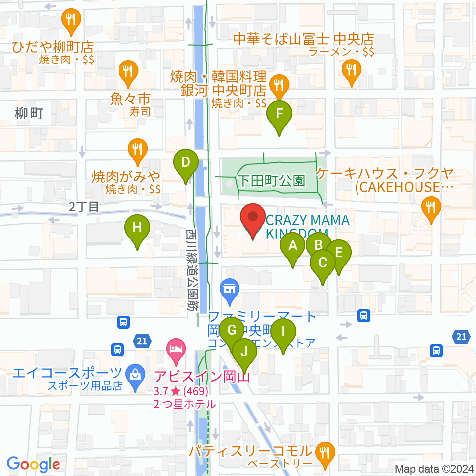 岡山クレイジーママキングダム周辺の駐車場・コインパーキング一覧地図