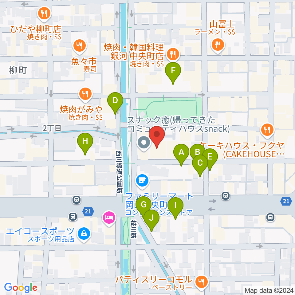 岡山クレイジーママキングダム周辺の駐車場・コインパーキング一覧地図