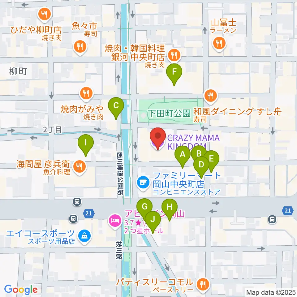 岡山クレイジーママキングダム周辺の駐車場・コインパーキング一覧地図