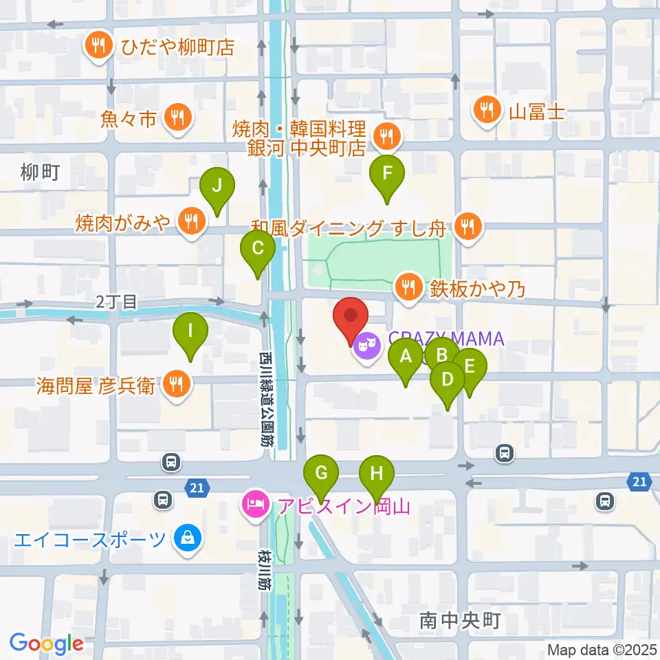 岡山クレイジーママキングダム周辺の駐車場・コインパーキング一覧地図