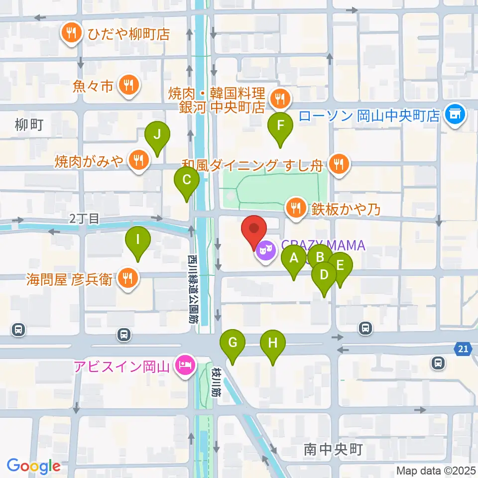 岡山クレイジーママキングダム周辺の駐車場・コインパーキング一覧地図