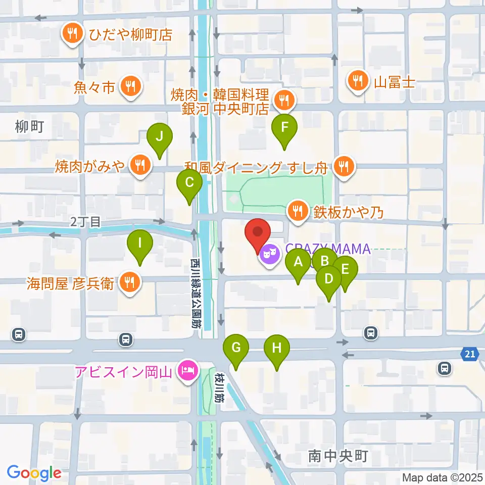 岡山クレイジーママキングダム周辺の駐車場・コインパーキング一覧地図