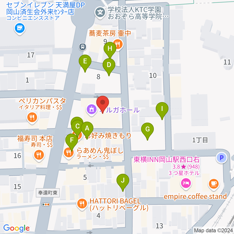 オルガホール周辺の駐車場・コインパーキング一覧地図