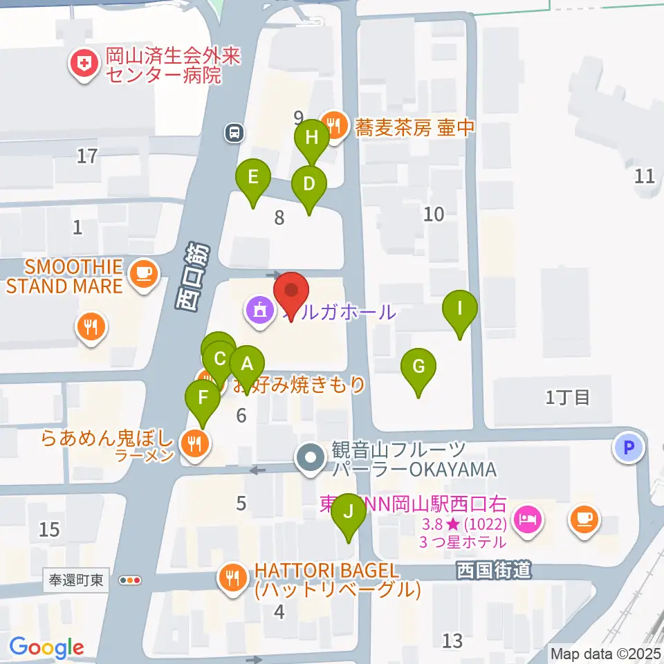 オルガホール周辺の駐車場・コインパーキング一覧地図