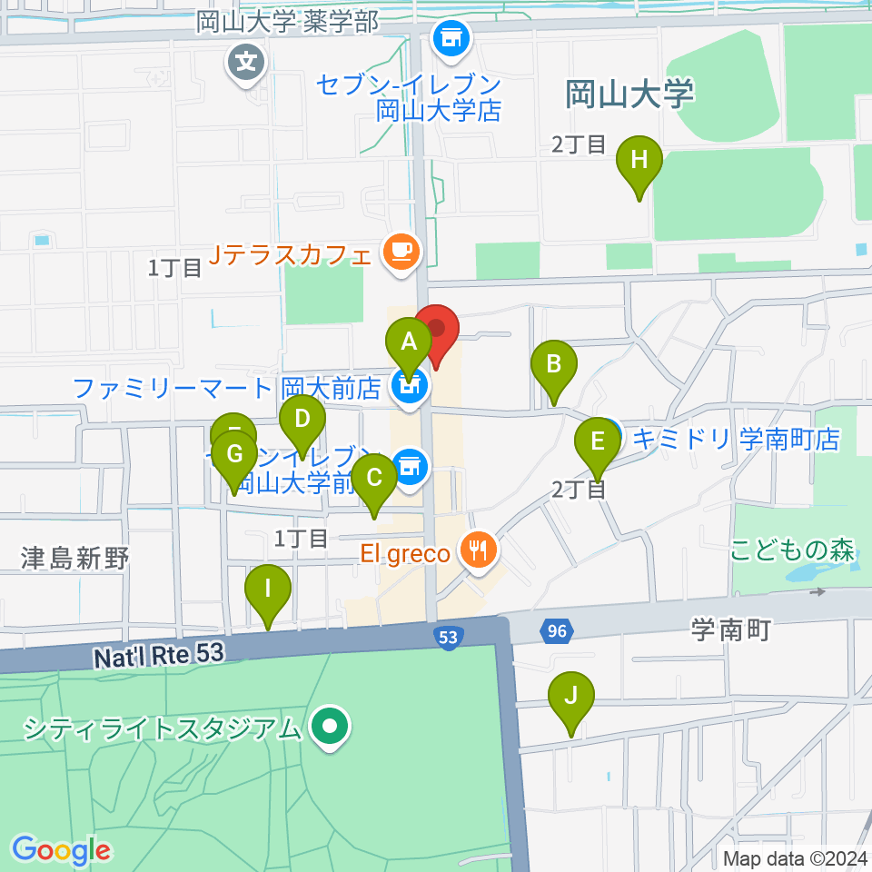 岡山ペパーランド周辺の駐車場・コインパーキング一覧地図