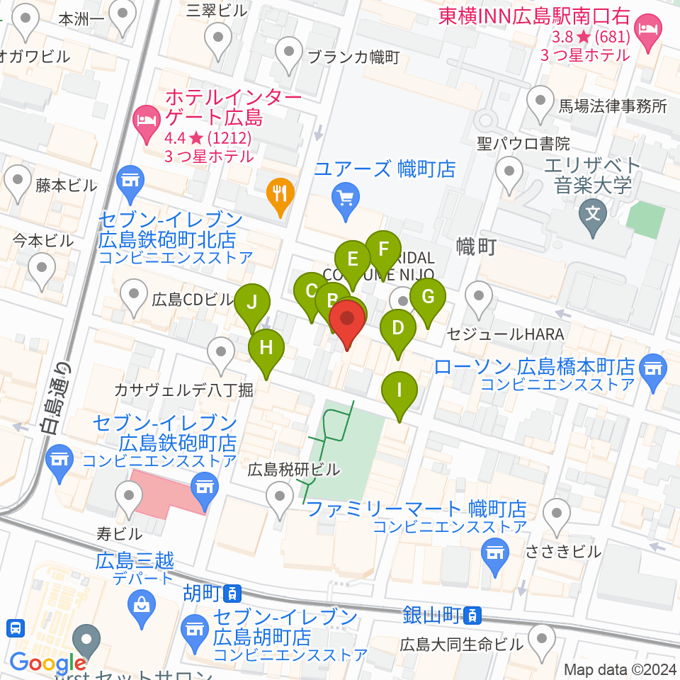 広島CAVE-BE周辺の駐車場・コインパーキング一覧地図