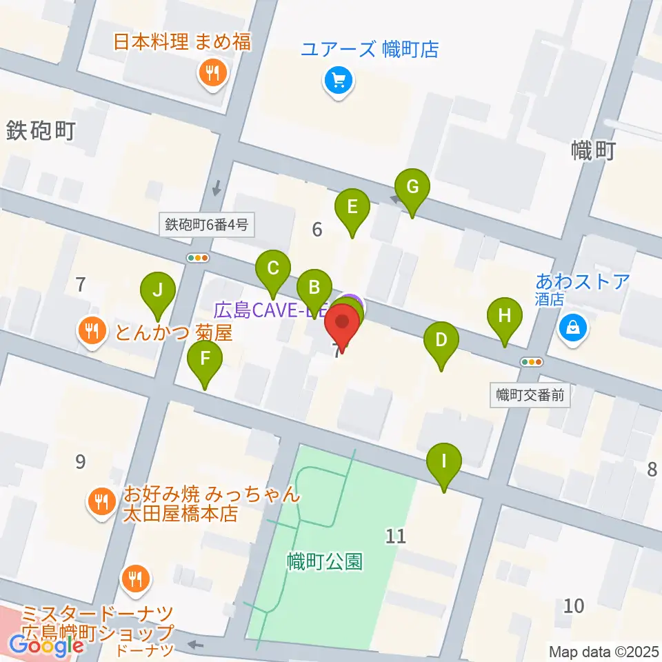 広島CAVE-BE周辺の駐車場・コインパーキング一覧地図
