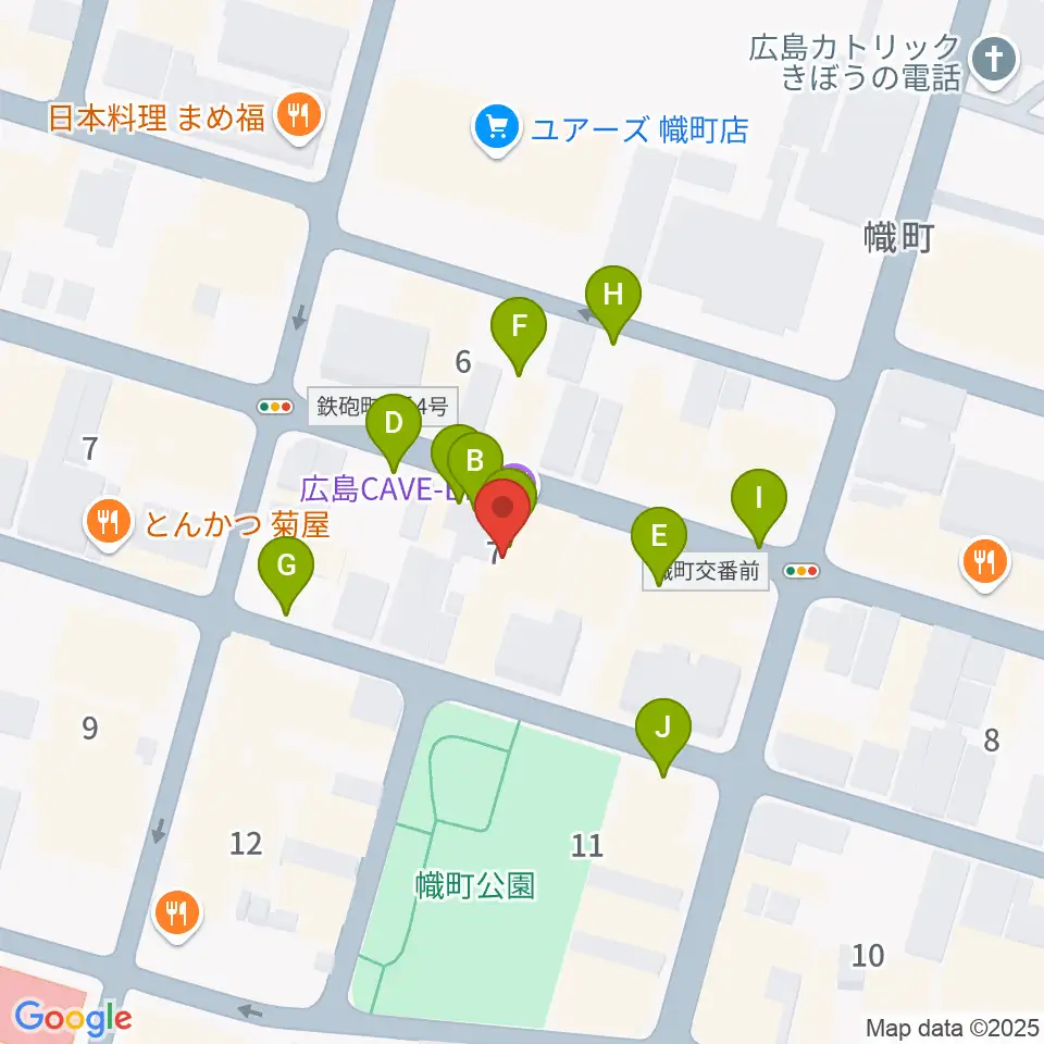 広島CAVE-BE周辺の駐車場・コインパーキング一覧地図
