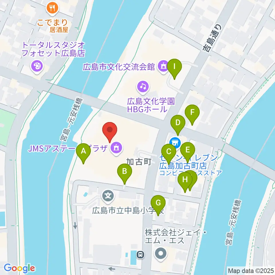 広島JMSアステールプラザ周辺の駐車場・コインパーキング一覧地図