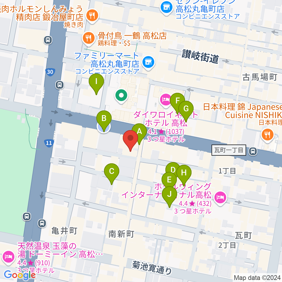 高松DIME周辺の駐車場・コインパーキング一覧地図