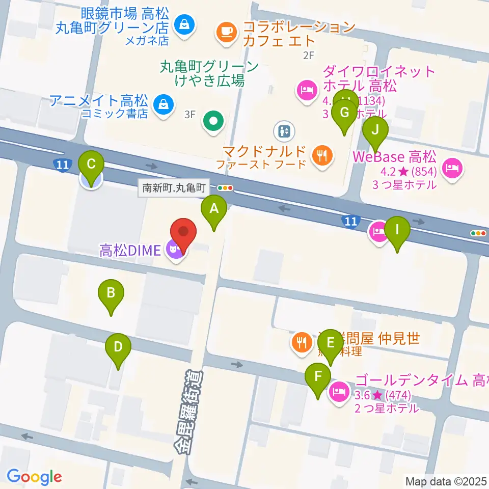 高松DIME周辺の駐車場・コインパーキング一覧地図