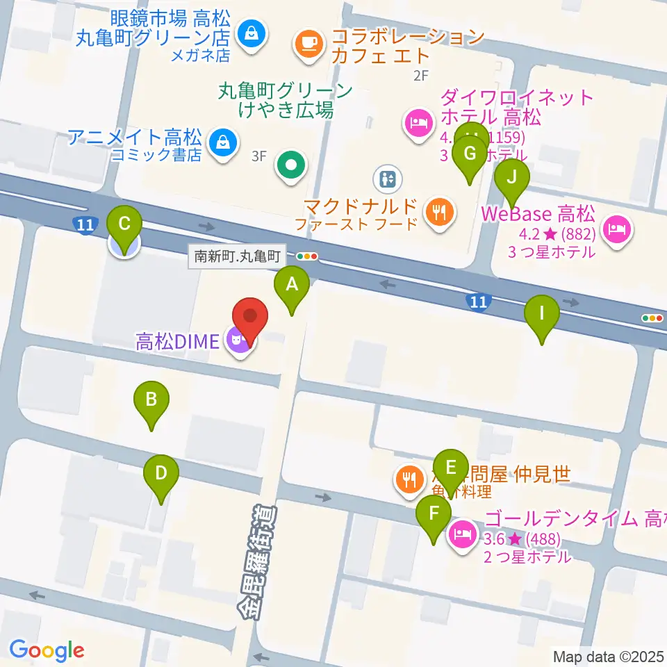 高松DIME周辺の駐車場・コインパーキング一覧地図