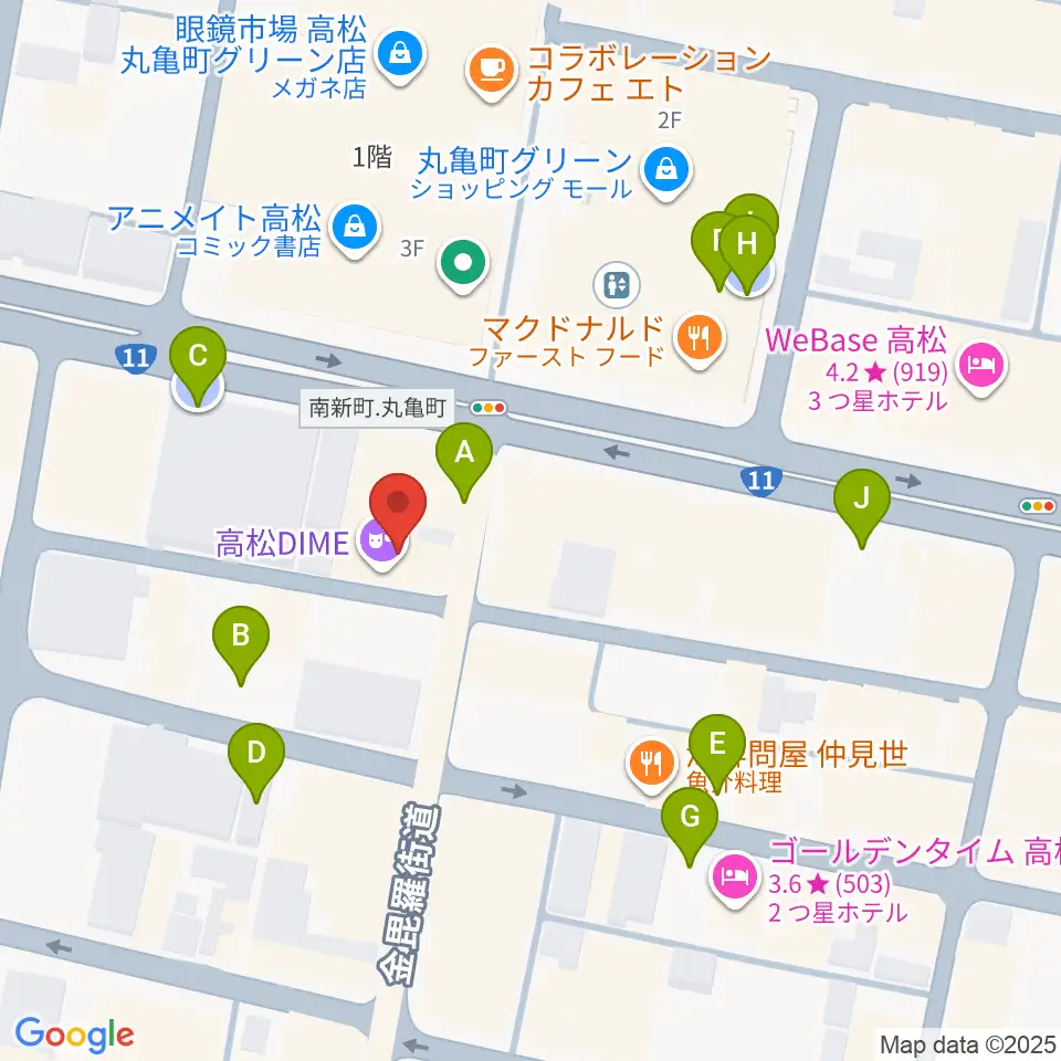 高松DIME周辺の駐車場・コインパーキング一覧地図