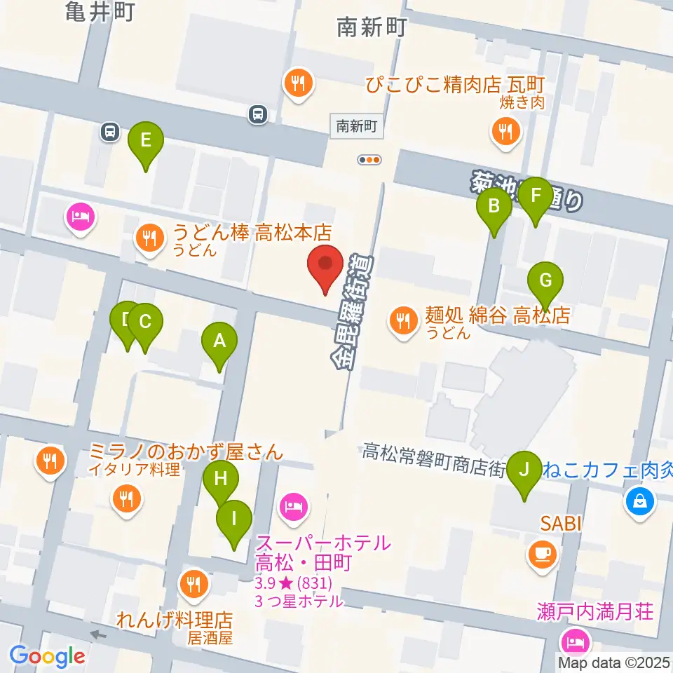 高松オリーブホール周辺の駐車場・コインパーキング一覧地図