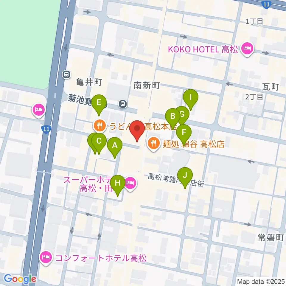 高松オリーブホール周辺の駐車場・コインパーキング一覧地図