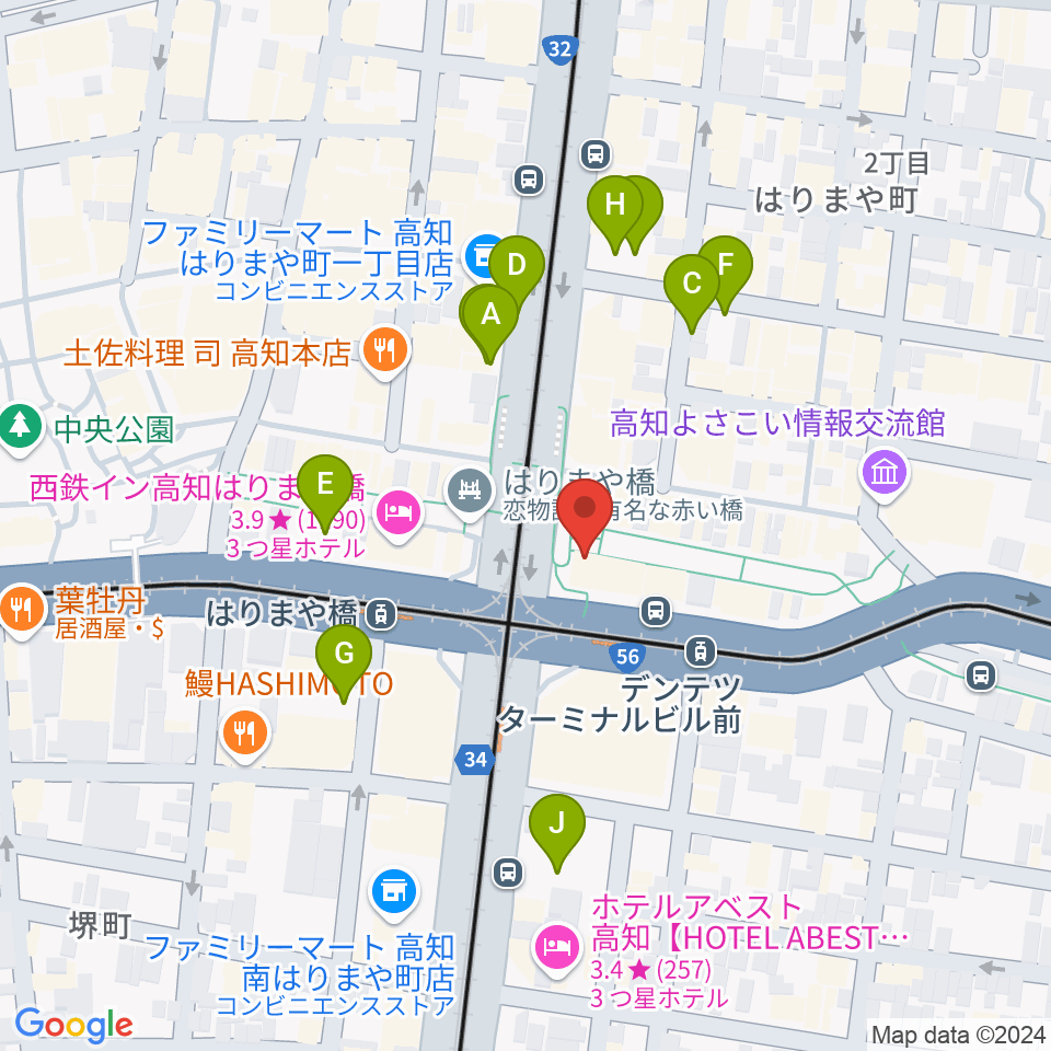 高知クロスポイント周辺の駐車場・コインパーキング一覧地図