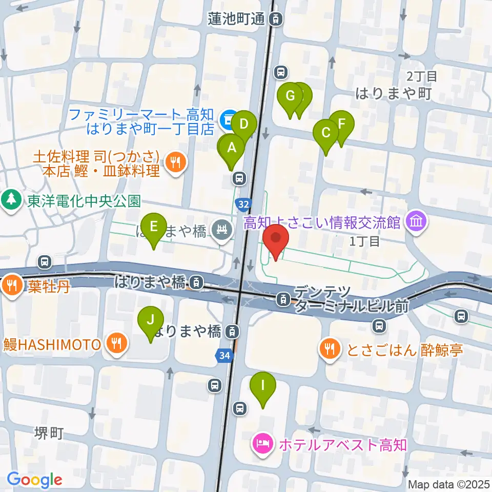 高知クロスポイント周辺の駐車場・コインパーキング一覧地図