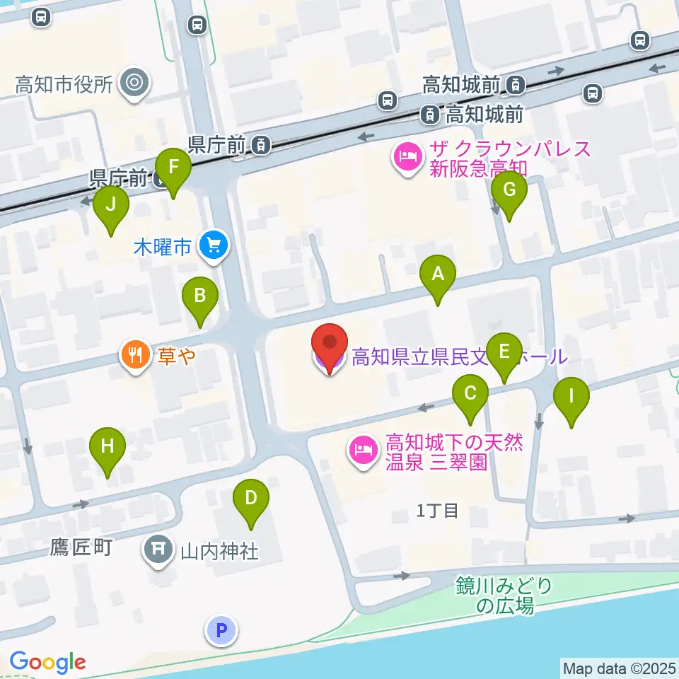 新来島高知重工ホール周辺の駐車場・コインパーキング一覧地図