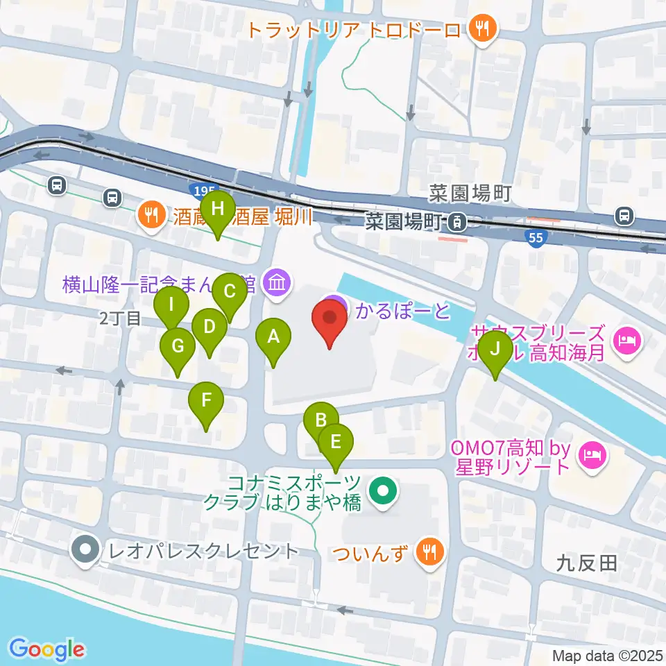 高知市文化プラザ かるぽーと周辺の駐車場・コインパーキング一覧地図