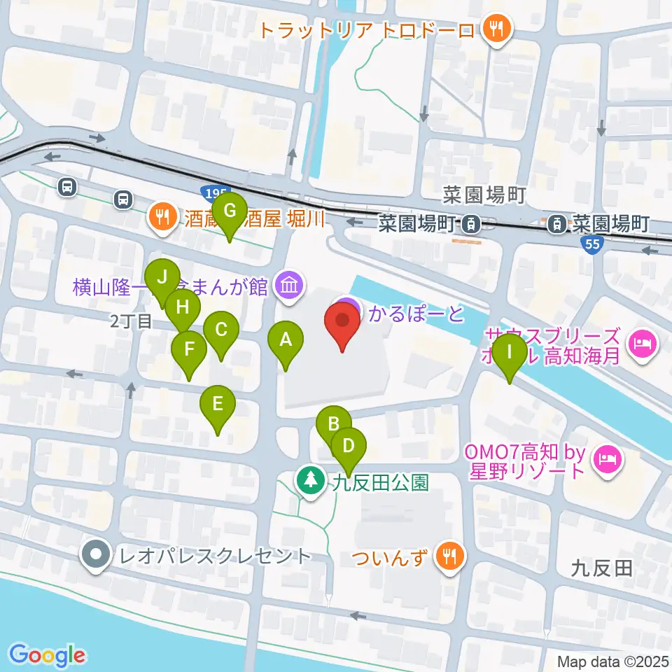 高知市文化プラザ かるぽーと周辺の駐車場・コインパーキング一覧地図
