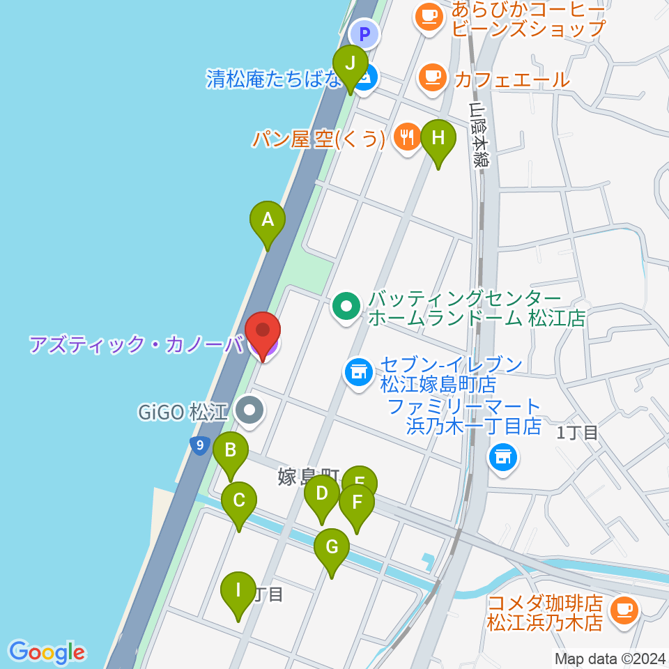 松江アズティックカノーバ周辺の駐車場・コインパーキング一覧地図