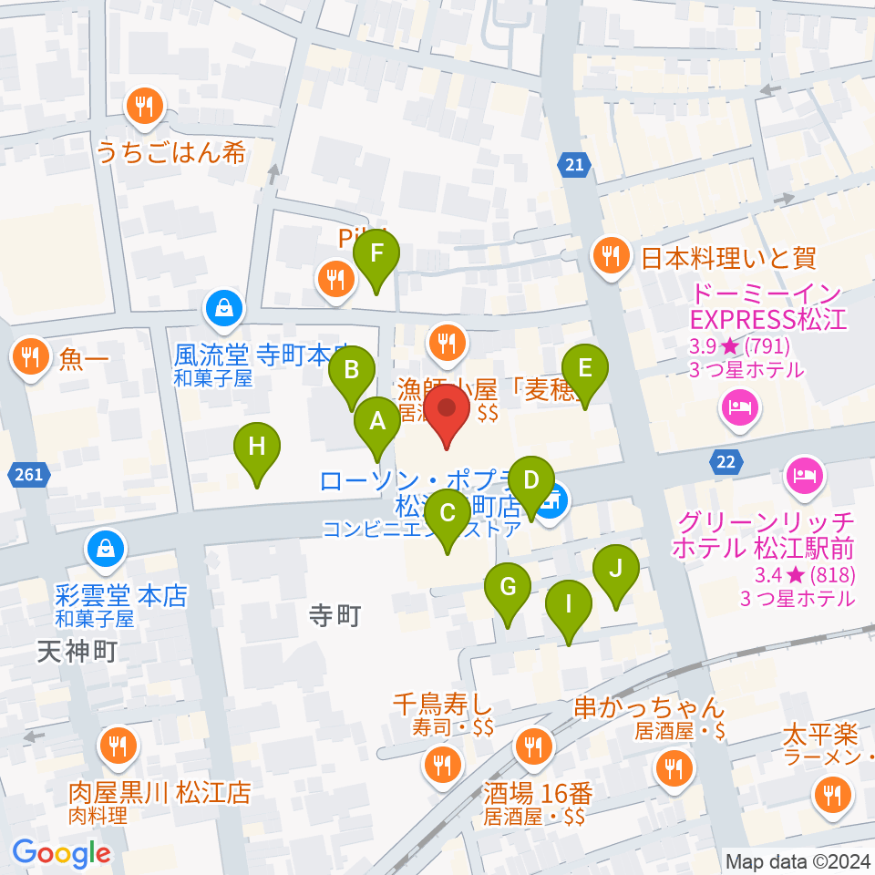 松江B1周辺の駐車場・コインパーキング一覧地図