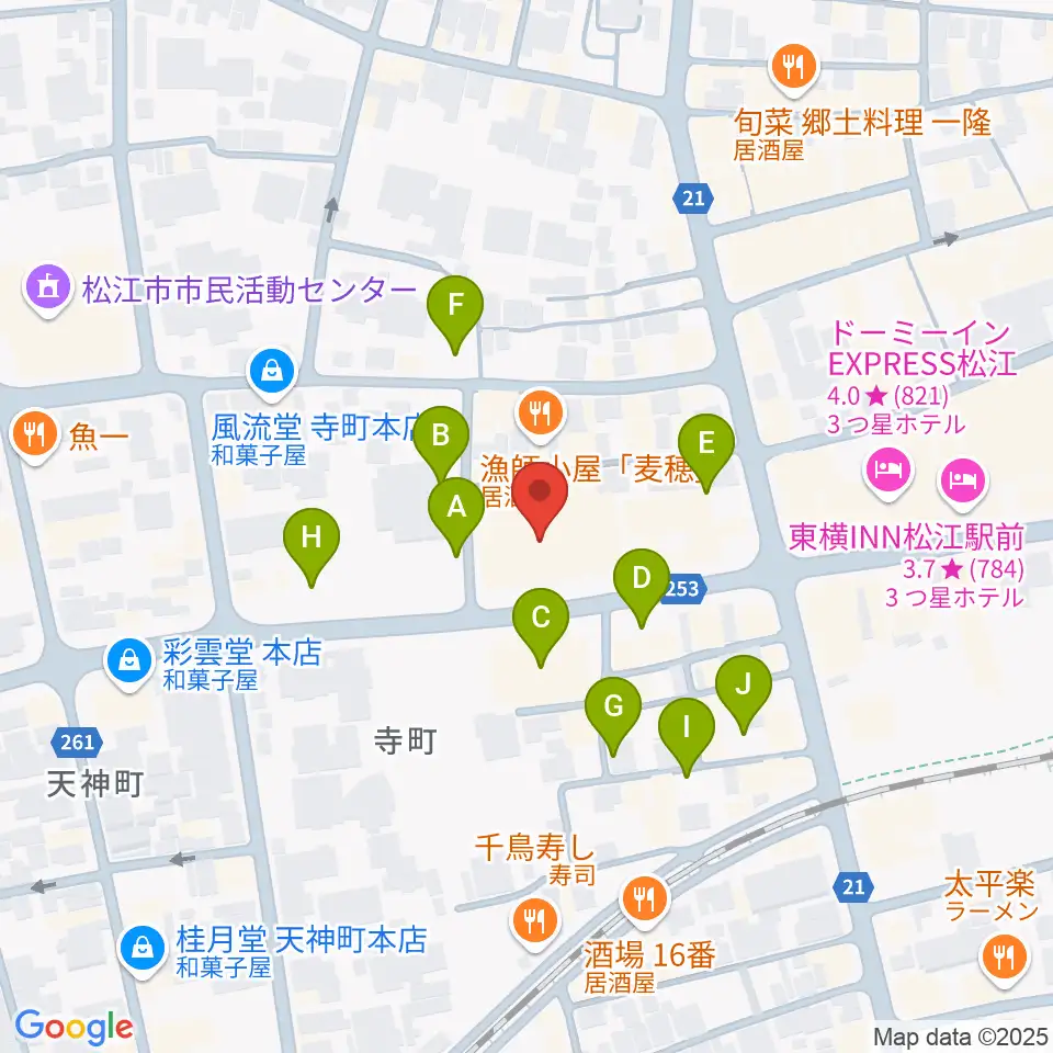 松江B1周辺の駐車場・コインパーキング一覧地図