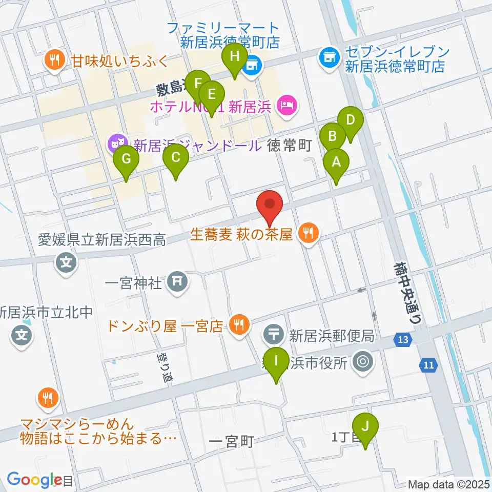 新居浜市市民文化センター周辺の駐車場・コインパーキング一覧地図