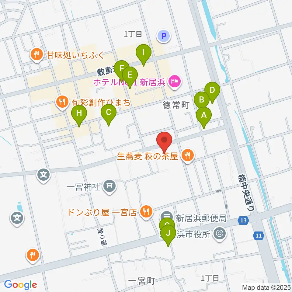 新居浜市市民文化センター周辺の駐車場・コインパーキング一覧地図