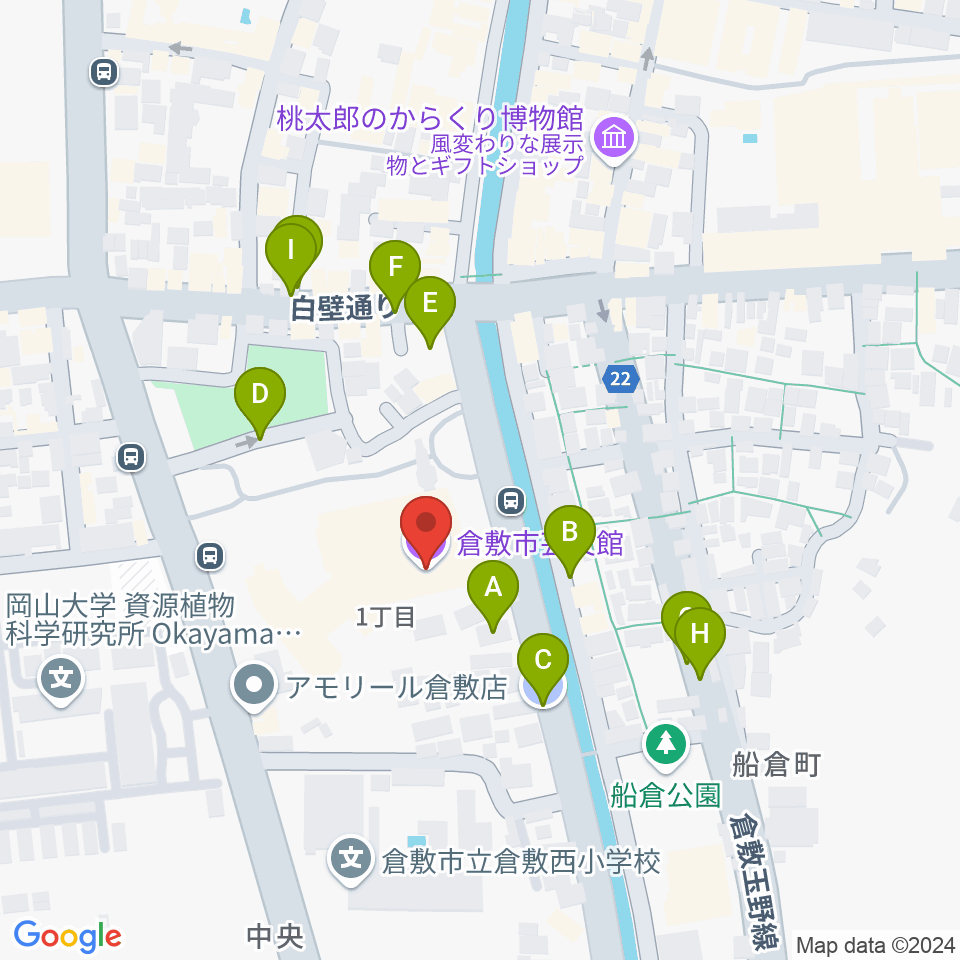 倉敷市芸文館周辺の駐車場・コインパーキング一覧地図