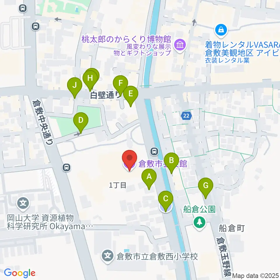 倉敷市芸文館周辺の駐車場・コインパーキング一覧地図