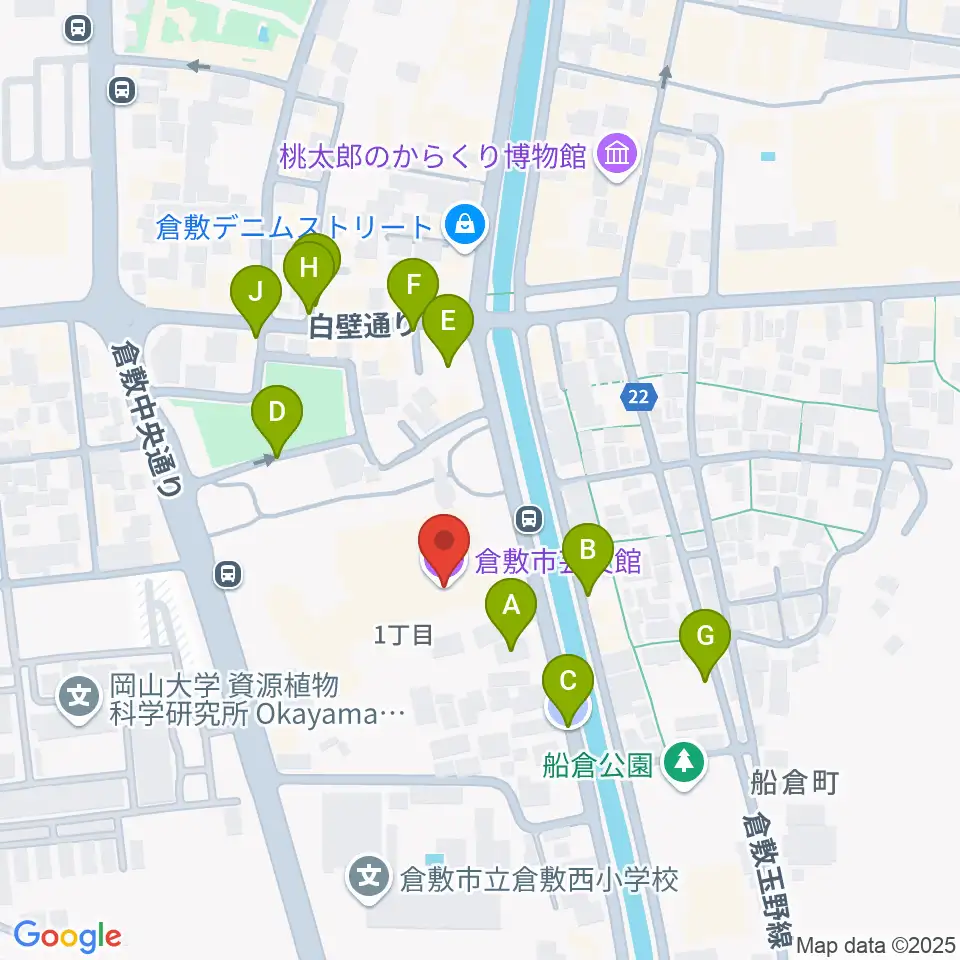 倉敷市芸文館周辺の駐車場・コインパーキング一覧地図