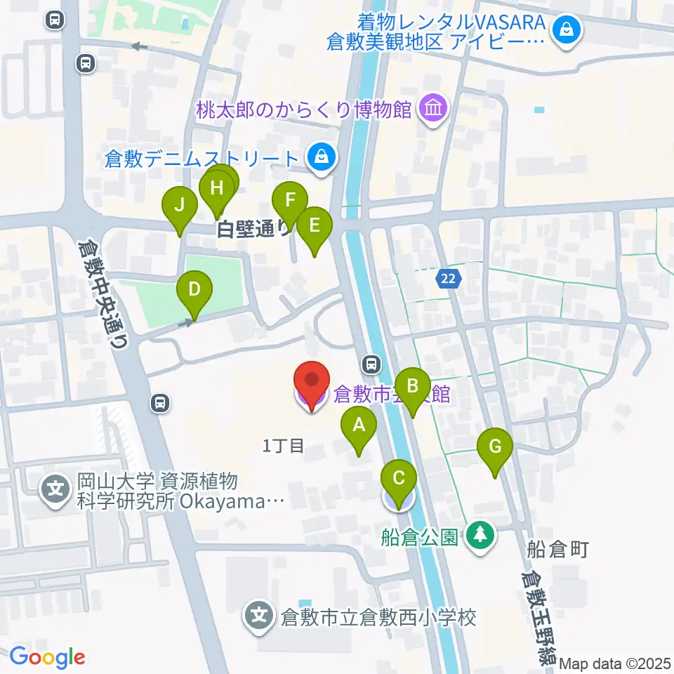 倉敷市芸文館周辺の駐車場・コインパーキング一覧地図