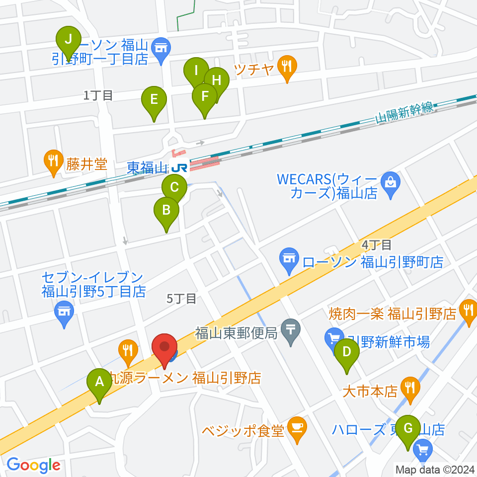 福山MUSIC FACTORY周辺の駐車場・コインパーキング一覧地図