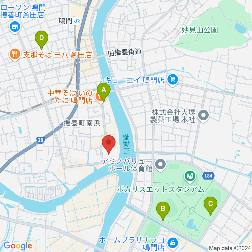 鳴門市文化会館周辺の駐車場・コインパーキング一覧地図