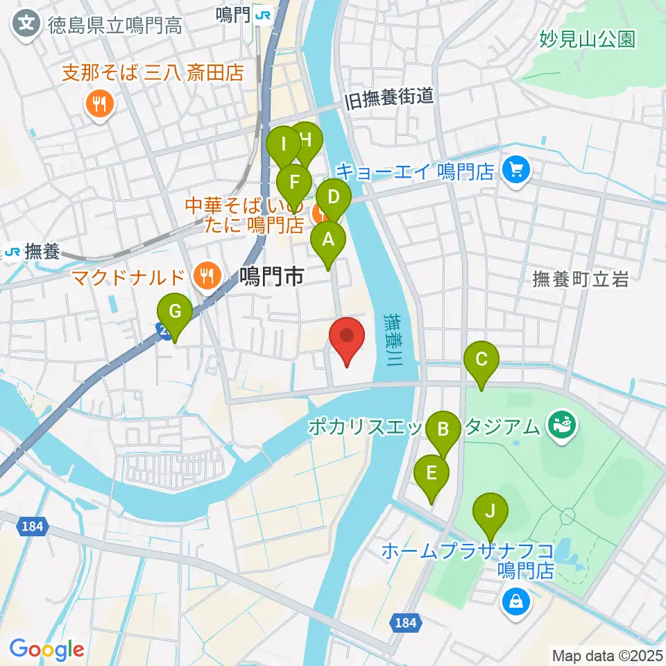 鳴門市文化会館周辺の駐車場・コインパーキング一覧地図