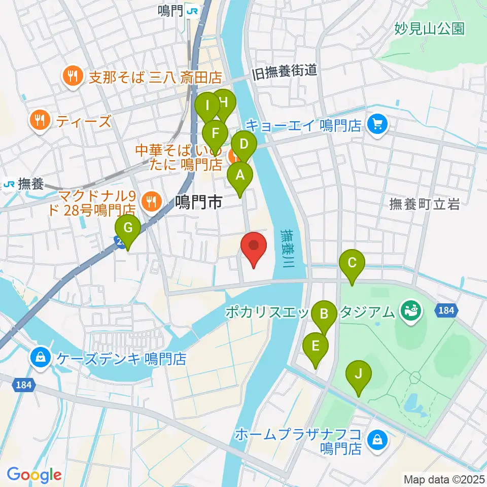 鳴門市文化会館周辺の駐車場・コインパーキング一覧地図