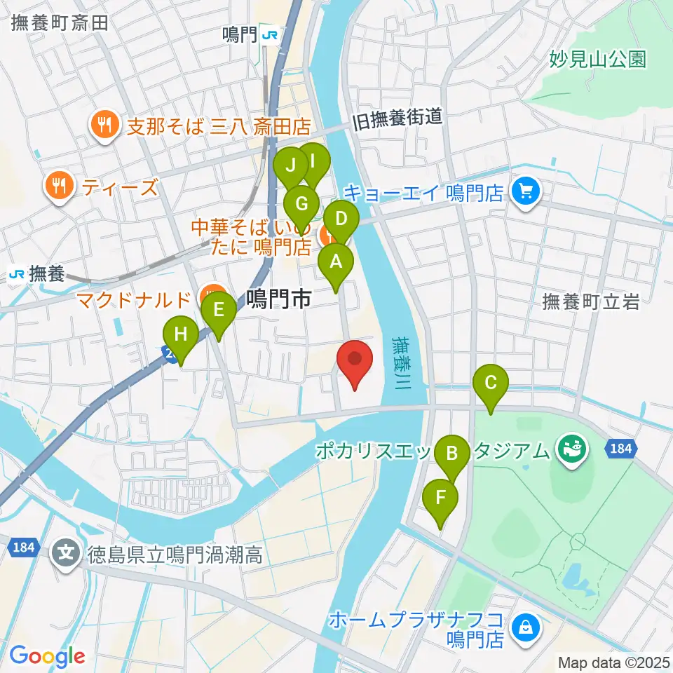 鳴門市文化会館周辺の駐車場・コインパーキング一覧地図