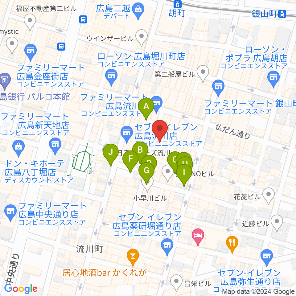 広島LIVE Cafe' Jive周辺の駐車場・コインパーキング一覧地図