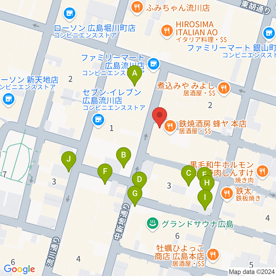 広島LIVE Cafe' Jive周辺の駐車場・コインパーキング一覧地図