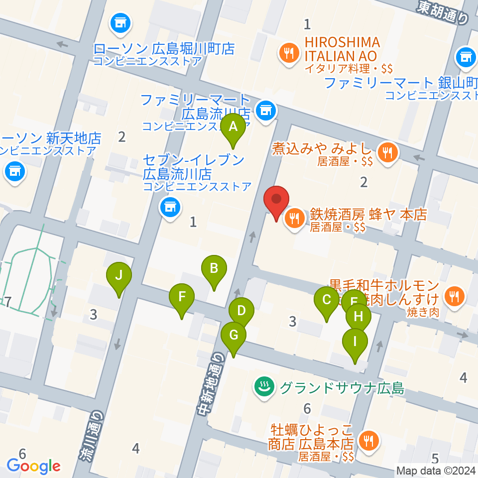 広島LIVE Cafe' Jive周辺の駐車場・コインパーキング一覧地図