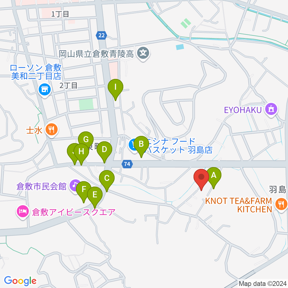 倉敷音楽舘周辺の駐車場・コインパーキング一覧地図