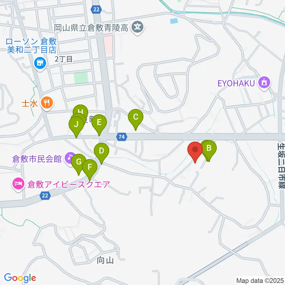倉敷音楽舘周辺の駐車場・コインパーキング一覧地図