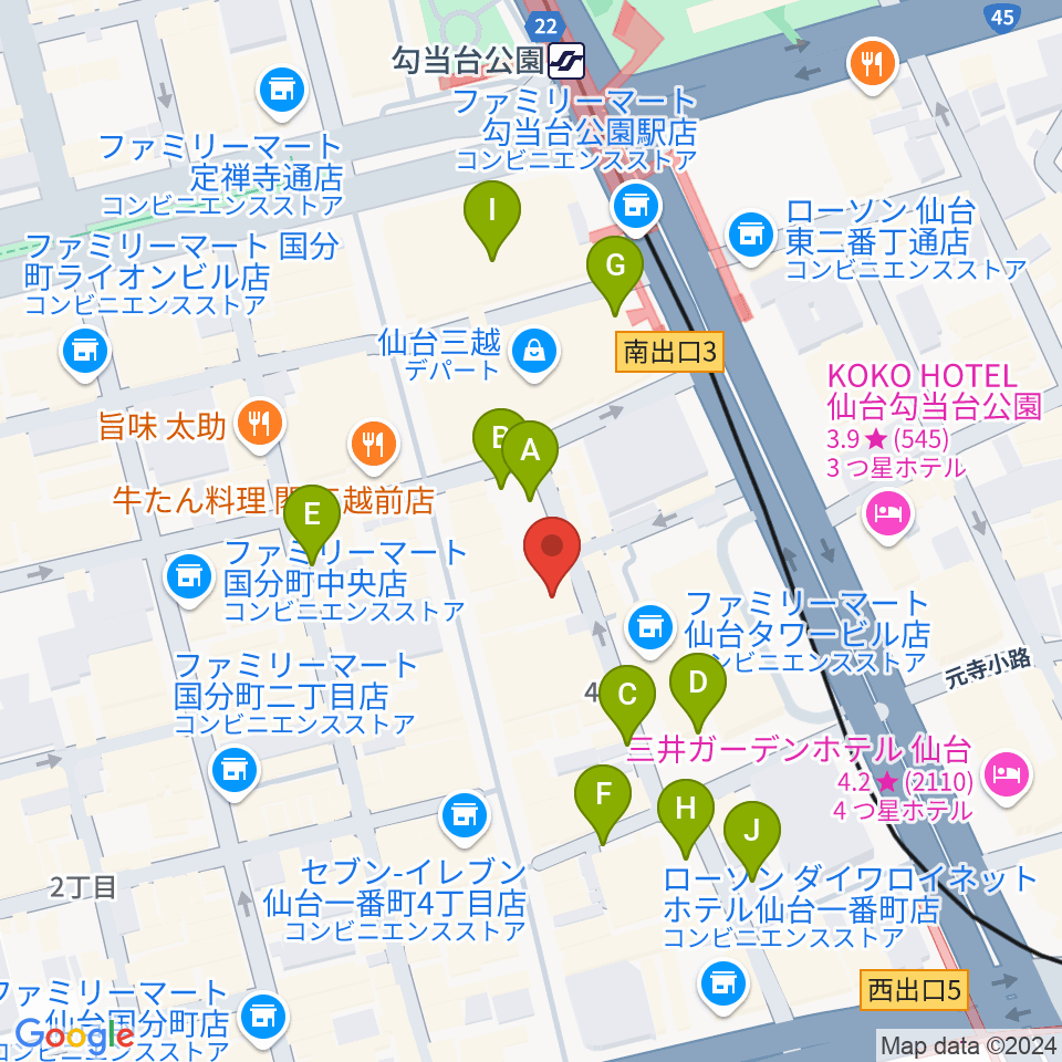 仙台KABO周辺の駐車場・コインパーキング一覧地図